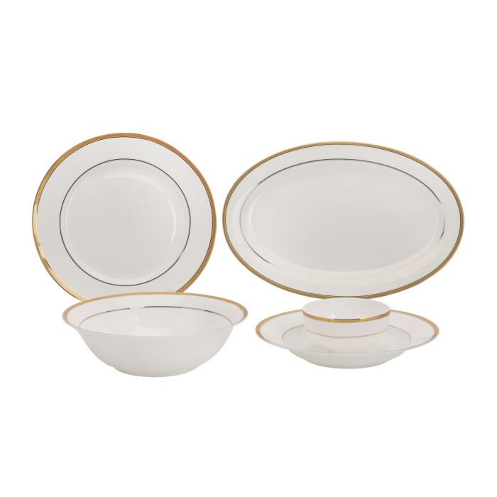 Premium Porcelain Dinner Set, 20pcs Set, RF10490 | Chip Resistant | Dishwasher Safe | Freezer Safe | Plates, Dishes, Bowls, Spoons, Service For 6