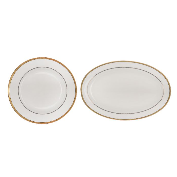 Premium Porcelain Dinner Set, 20pcs Set, RF10490 | Chip Resistant | Dishwasher Safe | Freezer Safe | Plates, Dishes, Bowls, Spoons, Service For 6