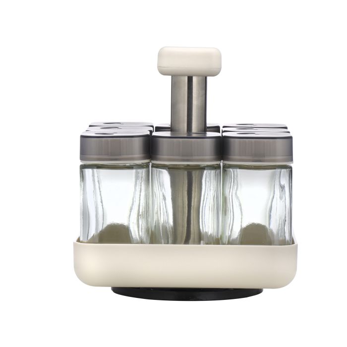 Spice Rack Set, 8 Jars with Revolving Stand, RF10520 | 8-in-1 Masala Rack Set/ Condiment Set/ Spice Container | Store Spices, Salt, Sugar, Coffee Powder, Etc