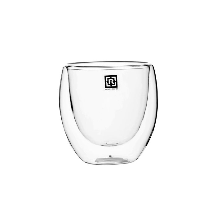 Double Wall Cup Set, 300ml Borosilicate Glass Cup, RF10526 | 2pcs Clear Glass Coffee Cups | Insulated Coffee Glass, Cappuccino Cups, Tea Cups, Latte Cups, Beverage Glasses