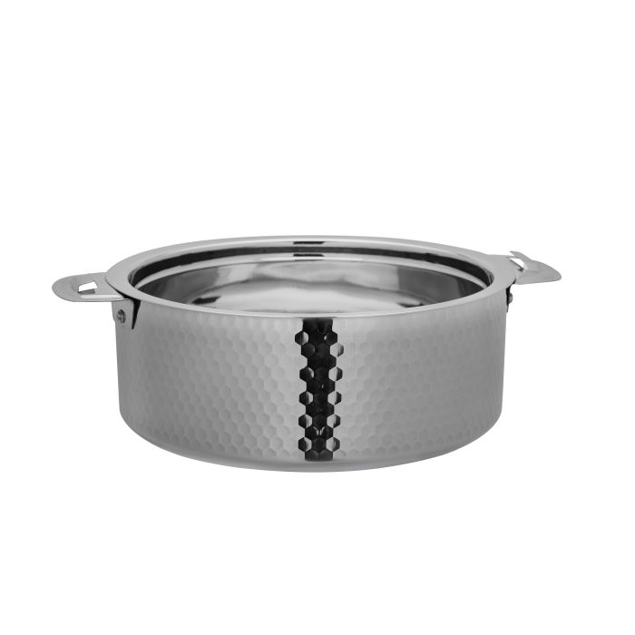 Reeva Hammered Double Wall Stainless Steel Hot Pot, RF10536 | Firm Twist Lock | Strong Handles | Steel Serving Pot, Chapati Storage Box, Roti Serving Pot, Chapati Dabba