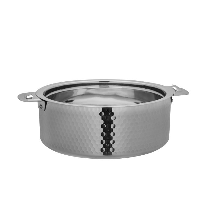 Reeva Hammered Double Wall Stainless Steel Hot Pot, RF10539 | Firm Twist Lock | Strong Handles With Heavy-Duty Rivets | Steel Serving Pot, Steel Chapati Storage Box, Roti Serving Pot, Chapati Dabba