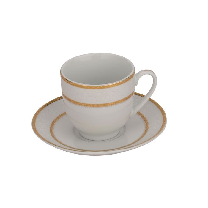 Cup & Saucer Set, Food Grade Material , 180ml Cup, RF10553 | Mocha Cup, Turkish Coffee Cup, 6pcs Each Cup and Saucer | Freezer Safe & Chip Resistant