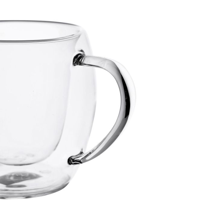Double Wall Mug Set, 80ml Borosilicate Glass Cup, RF10570 | 4pcs Clear Glass Coffee Cups | Insulated Coffee Glass, Cappuccino Cups, Tea Cups, Latte Cups, Beverage Glasses