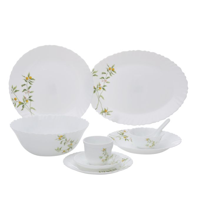 Royalford RF10678 44 Pcs Opalware Dinner Set, Orange Blossom, RF10678 | Elegant Floral Design | Dishwasher safe | Freezer Safe | Opal Dishes Sets Service for 6