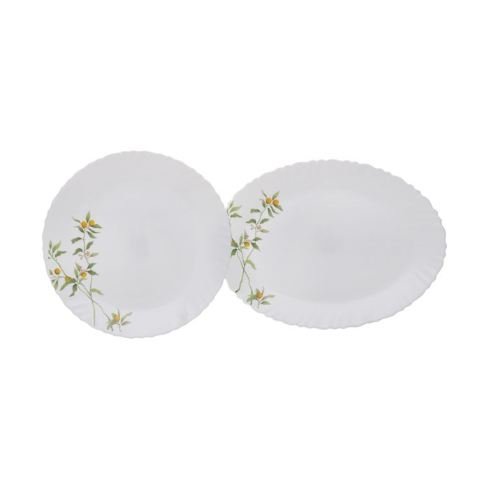 Royalford RF10678 44 Pcs Opalware Dinner Set, Orange Blossom, RF10678 | Elegant Floral Design | Dishwasher safe | Freezer Safe | Opal Dishes Sets Service for 6