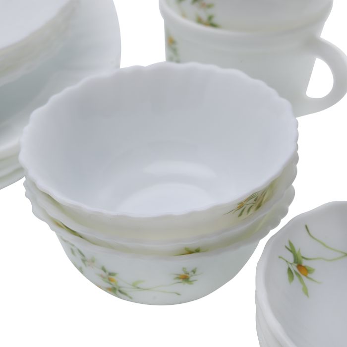 Royalford RF10678 44 Pcs Opalware Dinner Set, Orange Blossom, RF10678 | Elegant Floral Design | Dishwasher safe | Freezer Safe | Opal Dishes Sets Service for 6