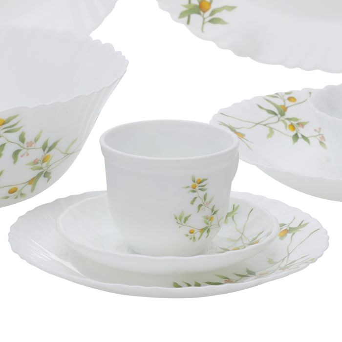 Royalford RF10678 44 Pcs Opalware Dinner Set, Orange Blossom, RF10678 | Elegant Floral Design | Dishwasher safe | Freezer Safe | Opal Dishes Sets Service for 6