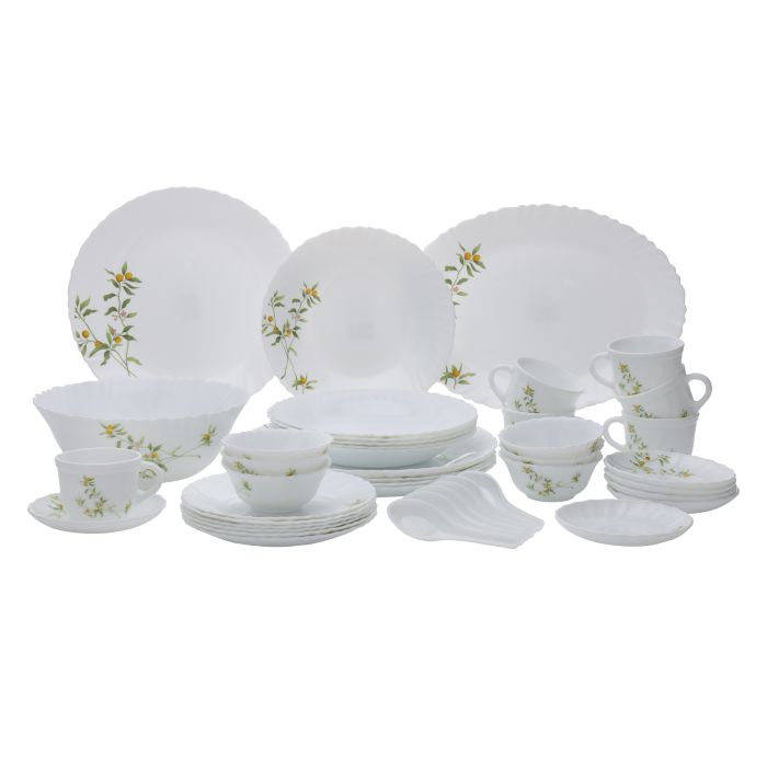 Royalford RF10678 44 Pcs Opalware Dinner Set, Orange Blossom, RF10678 | Elegant Floral Design | Dishwasher safe | Freezer Safe | Opal Dishes Sets Service for 6
