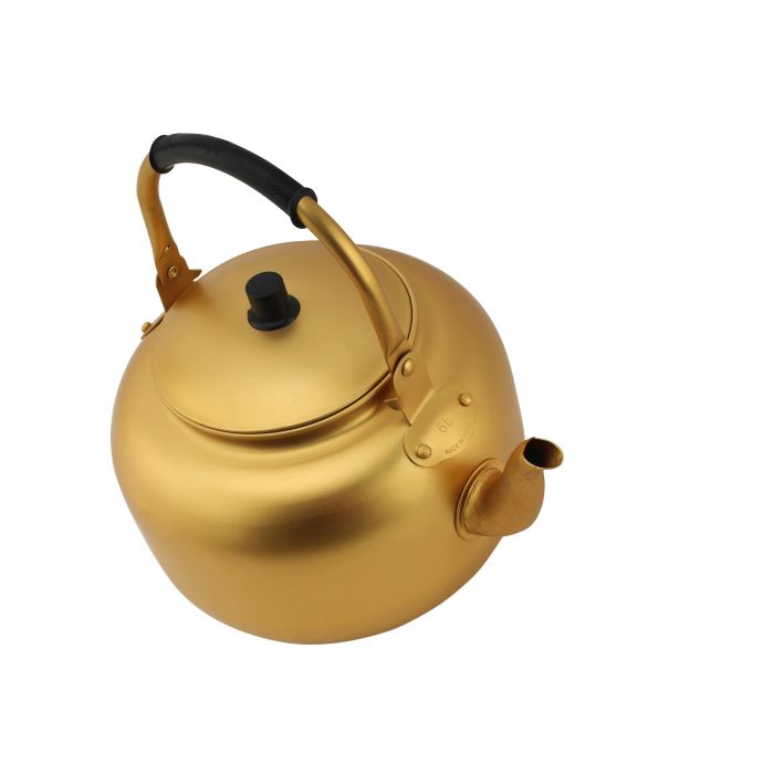 Royalford 6.0L Golden-Finish Aluminum Tea Kettle- RF10770| Rust and Corrosion Resistant Body with Comfortable and Anti-Scald Handle| Induction Compatible| Perfect for Indoor and Outdoor Use| Golden
