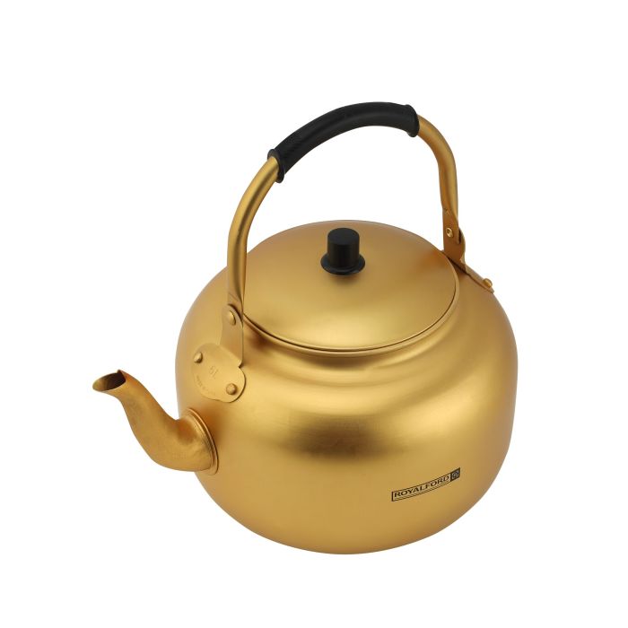Royalford 6.0L Golden-Finish Aluminum Tea Kettle- RF10770| Rust and Corrosion Resistant Body with Comfortable and Anti-Scald Handle| Induction Compatible| Perfect for Indoor and Outdoor Use| Golden