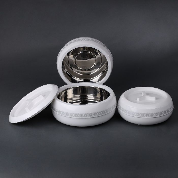 Royalford Zoria Insulated Casserole Set of 3- RF11033| PP Body with Stainless Steel Inner Casting Hotpot| Comes in Small, Medium and Large Sizes| BPA-Free| Easy to Carry