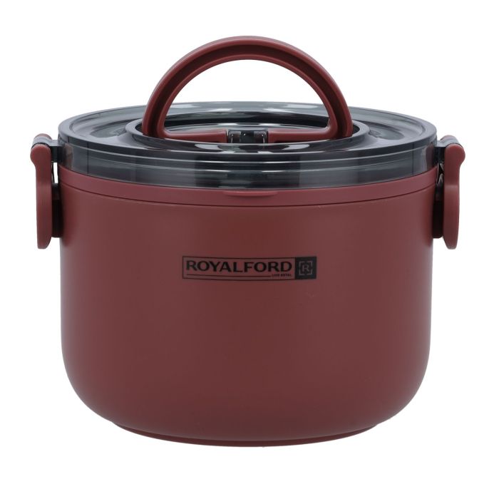Royalford Single Layer Round Lunch Box, Stainless Steel Inner, RF11104 | 1000ml Food Storage Container with Individual Compartments | Durable Leak-Proof Eco-Friendly