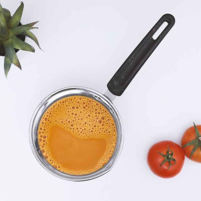 14cm Stainless Steel Saucepan, Induction Base, RF11121 | Stainless Steel Kitchen Cookware | Heavy-gauge Tri-ply Base Saucepan with Pouring Spout & Comfortable Handle