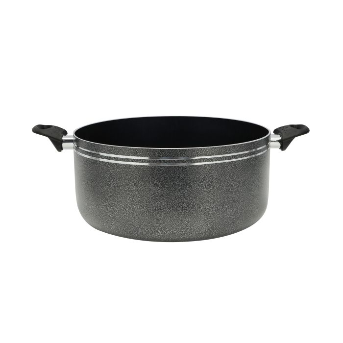 Royalford 26 CM Aluminium Casserole- RF11198| Non-Stick Aluminium Cookware| Dot Induction Base| Compatible with Hot Plate, Halogen, Gas and Induction Cooktops| 3mm Thickness, Strong Bakelite Handles and Knob and Tempered Glass Lid| Black| One-Piece