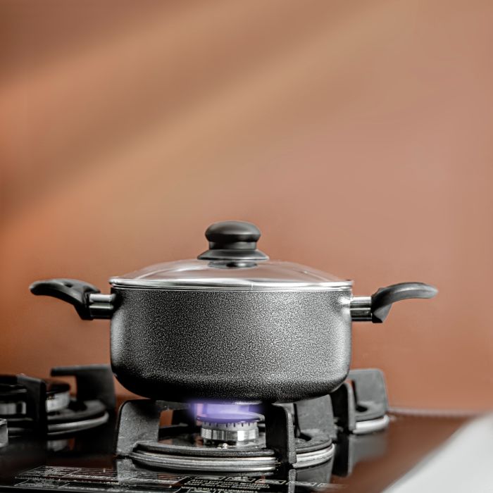 Royalford 9-Piece Non-Stick Cookware Set- RF11642| Aluminum Body With 3-Layer Construction, Includes Casserole, Saucepan, Fry Pan, Bamboo Kitchen Tools