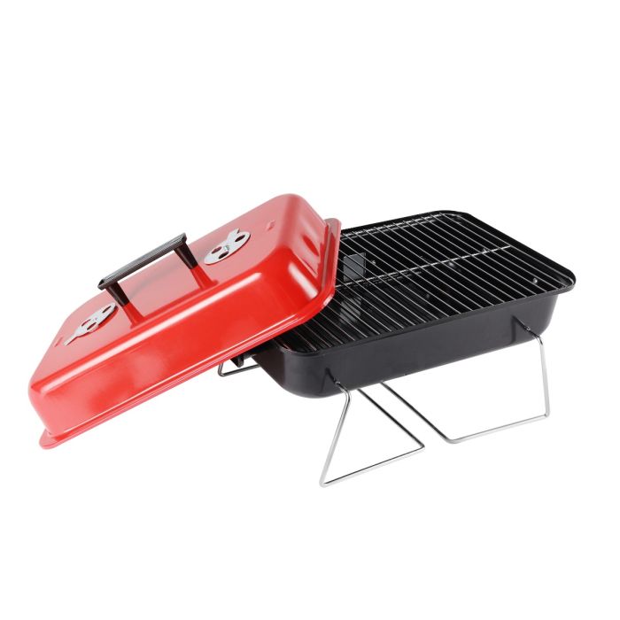 Royalford Hamburger Stove- RF11677| Portable Charcoal Grill with Large Cooking Surface| Perfect for Indoor, Camping, Hiking and Other Outdoor Entertainment| Strong, Sturdy and Durable Stamped Steel Construction with Chrome Plate Cooking Grid| Red