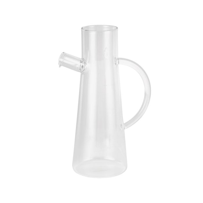 Royalford 600 ML Glass Oil Bottle- RF11930| Transparent Oil Dispenser, Perfect for Dispensing Oil, Vinegar, Olive Oil, Spices, Etc.| With Handle, Wooden Lid and Pouring Spout| Clear