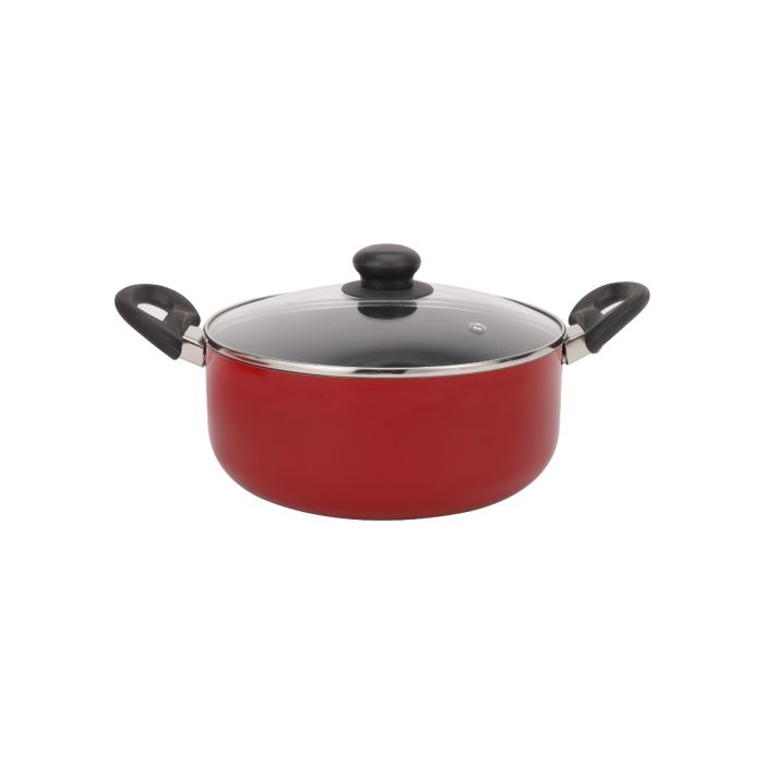 Royalford 7-Piece Non-Stick Press Aluminum Cookware Set- RF11952| Aluminum Body With 3-Layer Non-Stick Coating, CD Bottom, Bakelite Handles And Glass Lid