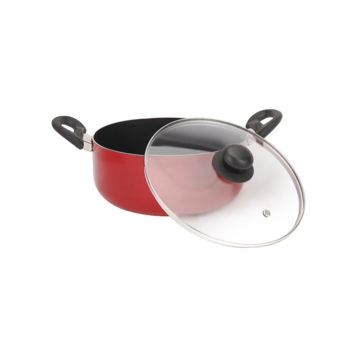 Royalford 7-Piece Non-Stick Press Aluminum Cookware Set- RF11952| Aluminum Body With 3-Layer Non-Stick Coating, CD Bottom, Bakelite Handles And Glass Lid
