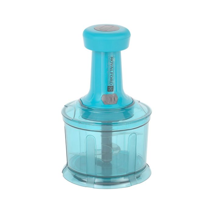 Royalford 900 ML Push Chopper- RF11955| Compact Chopper with 4 Blades| Suitable for Chopping Vegetables and Fruits| Quick Manual Chopper| Stainless Steel Blade Set for Fast and Effective Chopping| Detachable Body Parts for Easy Cleaning| Food Grade and BP