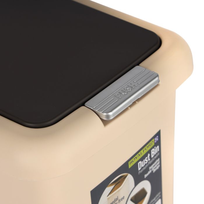 Royalford 10L Dust Bin- RF12248| Premium-Quality Plastic Bin with Swing Lid| Trash Can for Home, Office, Bathroom, School, Shopping Mall, Restaurant| Brown
