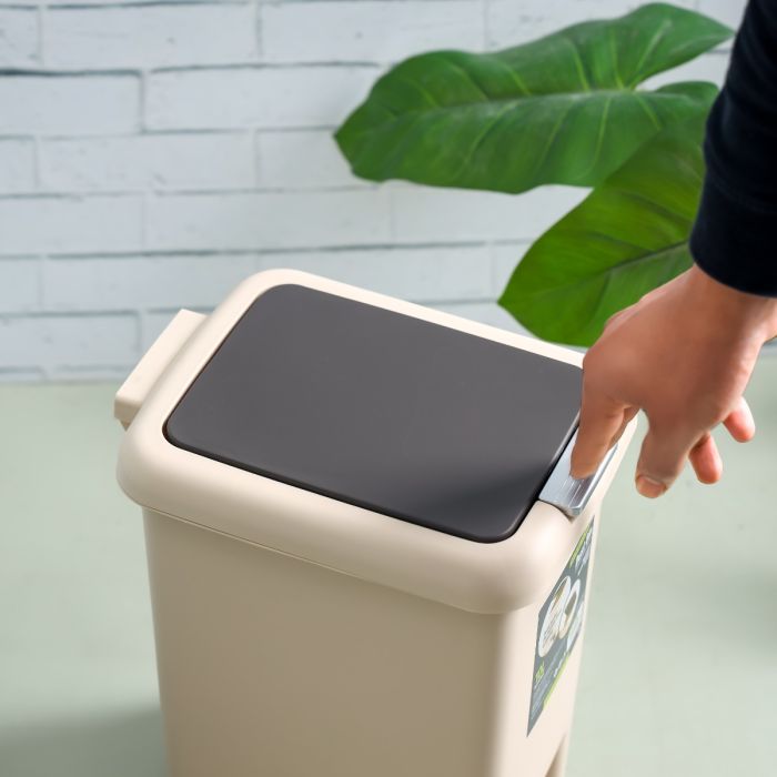 Royalford 10L Dust Bin- RF12248| Premium-Quality Plastic Bin with Swing Lid| Trash Can for Home, Office, Bathroom, School, Shopping Mall, Restaurant| Brown