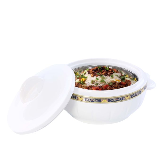Royalford RF1640 2500 ml Litre Classic Casserole - Thermal Casserole Dish - Double Wall Insulated Serving Dish with Lid - Thermal Food Storage Container - Stainless Steel Inner - Keeps Food Warm or Cool
