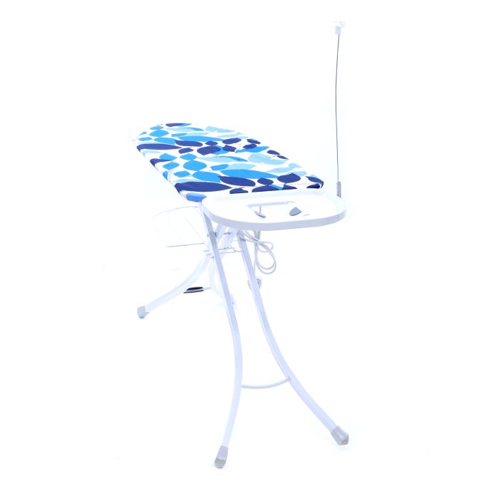 Ironing Board with Steam Iron Rest, RF1965IB | Heat Resistant | Contemporary Lightweight Iron Board with Adjustable Height and Lock System (White & Blue)