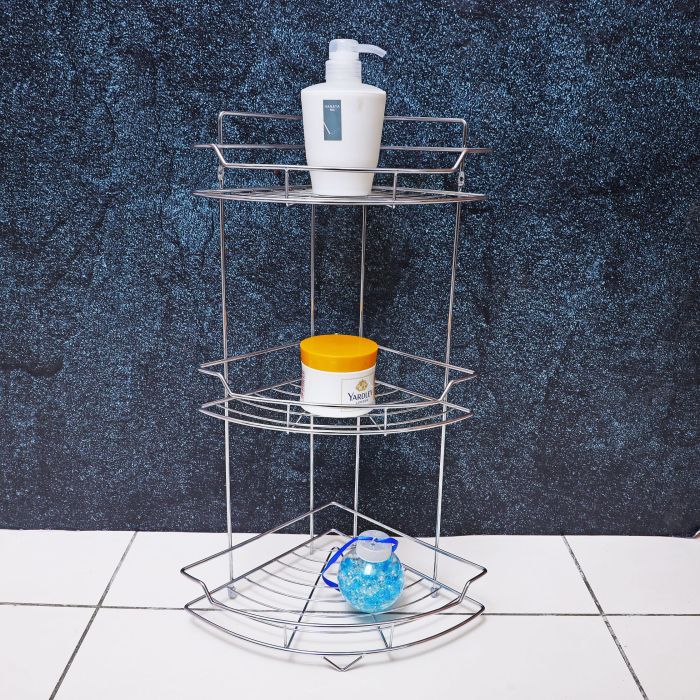 Royalford RF4374 3-Tier Corner Rack - Portable Design, Strong & Sturdy Material | Spice Rack Kitchen Bathroom Countertop Organizer Vanity Tray Cosmetic Makeup Storage Standing Shelf