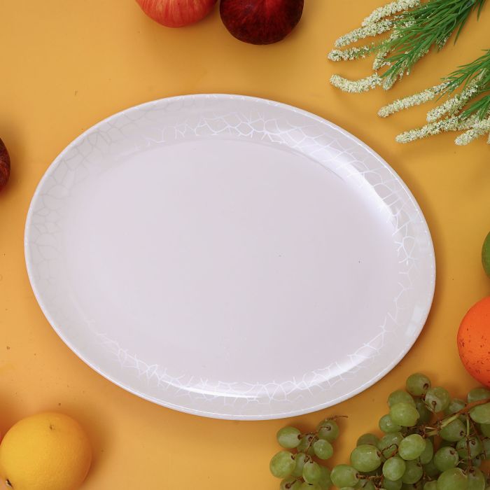 Melamine White Pearl Oval Plate, 16 Inch