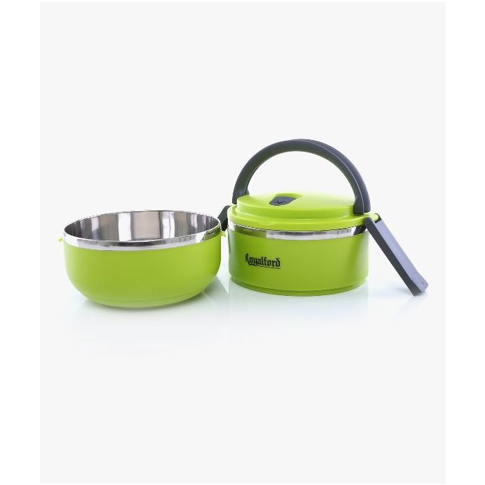 Royalford RF4673 Double Layer Lunch Box - Leak-Proof & Airtight Lid Food Storage Container - High-Quality Stainless Steel Inner, Non-Toxic and Extended Fastening Lid Design - Portable & Dishwasher Safe