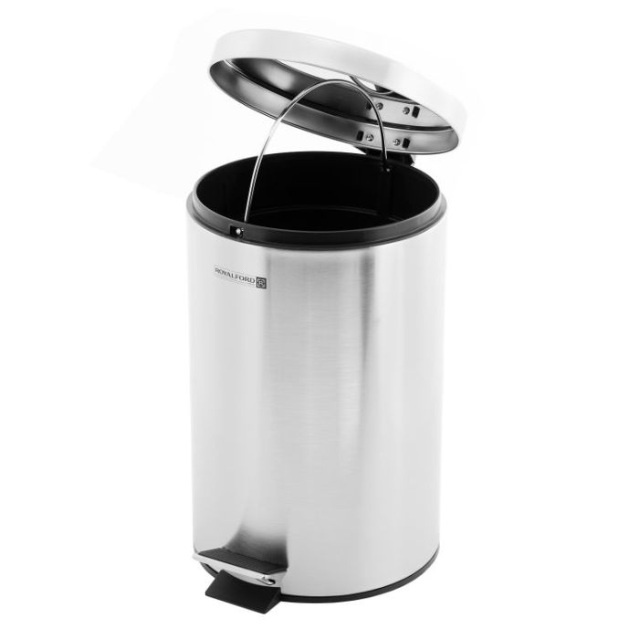 Royalford RF5126 Stainless Steel Pedal Bin, 7L | Kitchen Pedal Trash Bin | Stainless Steel Rubbish Bin with Soft Close Lid, Foot Pedal, Flat Lid & Strong Plastic Inner Bucket | Fingerprint Proof & Rust Resistant |Odor Free & Hygienic