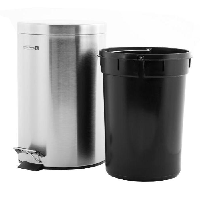 Royalford RF5126 Stainless Steel Pedal Bin, 7L | Kitchen Pedal Trash Bin | Stainless Steel Rubbish Bin with Soft Close Lid, Foot Pedal, Flat Lid & Strong Plastic Inner Bucket | Fingerprint Proof & Rust Resistant |Odor Free & Hygienic