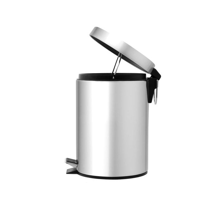 Royalford RF5126 Stainless Steel Pedal Bin, 7L | Kitchen Pedal Trash Bin | Stainless Steel Rubbish Bin with Soft Close Lid, Foot Pedal, Flat Lid & Strong Plastic Inner Bucket | Fingerprint Proof & Rust Resistant |Odor Free & Hygienic