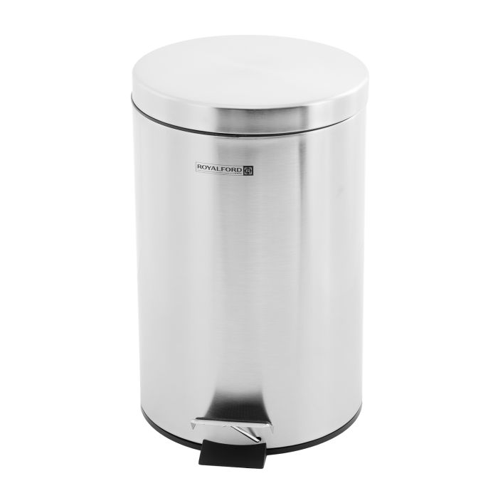 Royalford RF5128 Stainless Steel Pedal Bin, 20L | Fingerprint Proof, Rust Resistant, Odor Free & Hygienic - Stainless Steel Handle, Strong Plastic Bucket Inner, Soft Close Lid and Plastic Base
