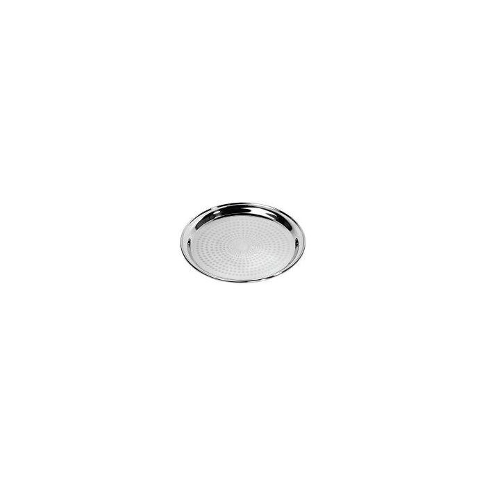 Royalford RF5345 22" Stainless Steel Group Serving Tray - Stackable Swirl Pattern Round Bar Tray Silver Platters for Serving Cocktails & Beverages at Parties, Restaurants, Bars, & Catering with Mirror Finish
