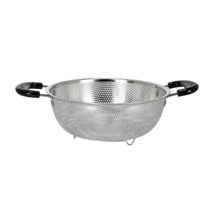 Royalford RF5404 Stainless Steel Strainer Basket 25 CM | Professional Colander for Food Fruit Vegetable & Pasta - Strainer with Heavy Duty Bakelite Handles & Self-draining Solid Tripod Ring Base