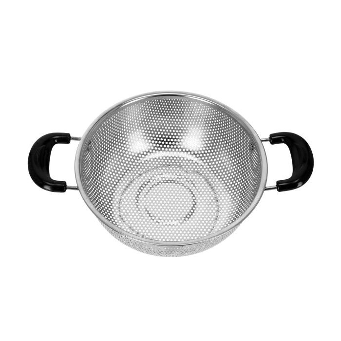 Royalford RF5404 Stainless Steel Strainer Basket 25 CM | Professional Colander for Food Fruit Vegetable & Pasta - Strainer with Heavy Duty Bakelite Handles & Self-draining Solid Tripod Ring Base