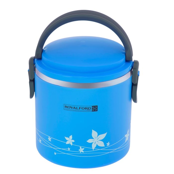 Royalford RF5650BL 1.80L Lunch Box - Portable Stainless Steel Stackable Compartment Lunch/Snack Box, 2-Tier Bento /Food Container, Leak-proof | Microwave & Dishwasher | Ideal for Office Trekking & More