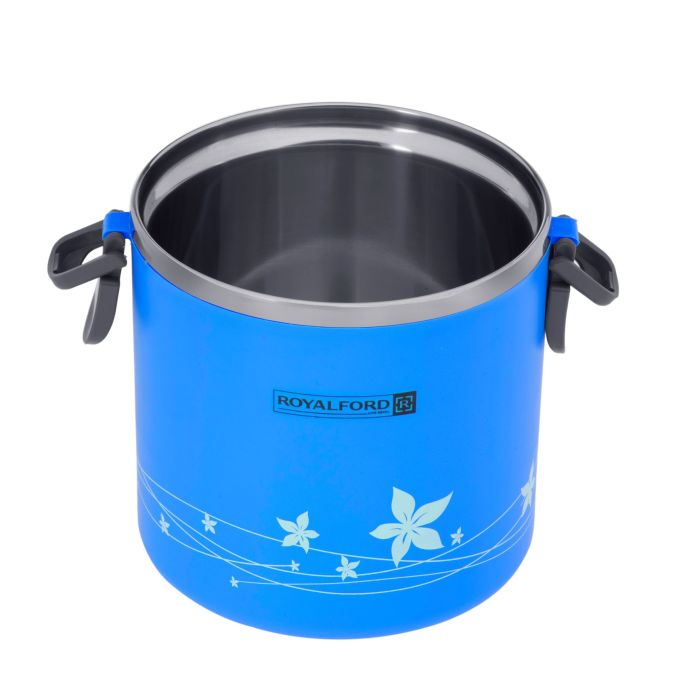 Royalford RF5650BL 1.80L Lunch Box - Portable Stainless Steel Stackable Compartment Lunch/Snack Box, 2-Tier Bento /Food Container, Leak-proof | Microwave & Dishwasher | Ideal for Office Trekking & More