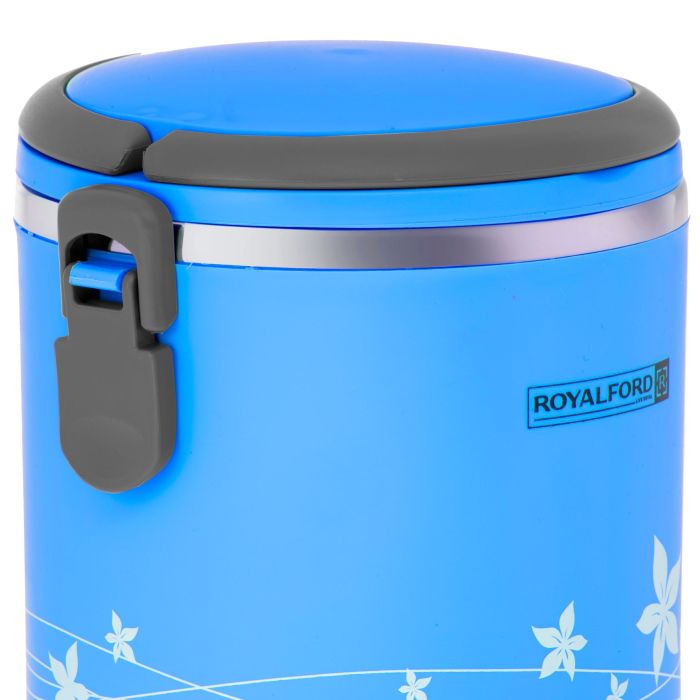 Royalford RF5650BL 1.80L Lunch Box - Portable Stainless Steel Stackable Compartment Lunch/Snack Box, 2-Tier Bento /Food Container, Leak-proof | Microwave & Dishwasher | Ideal for Office Trekking & More