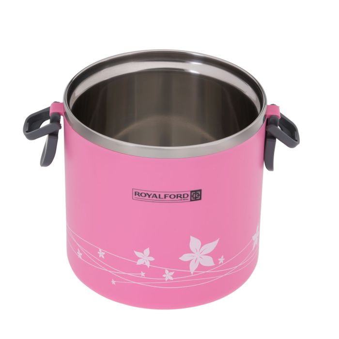 Royalford RF5650PN 1.80L Lunch Box - Portable Stainless Steel Stackable Compartment Lunch/Snack Box, 2-Tier Bento /Food Container, Leak-proof | Microwave & Dishwasher | Ideal for Office Trekking & More