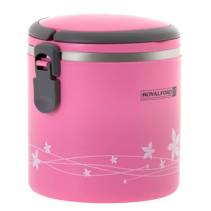 Royalford RF5650PN 1.80L Lunch Box - Portable Stainless Steel Stackable Compartment Lunch/Snack Box, 2-Tier Bento /Food Container, Leak-proof | Microwave & Dishwasher | Ideal for Office Trekking & More