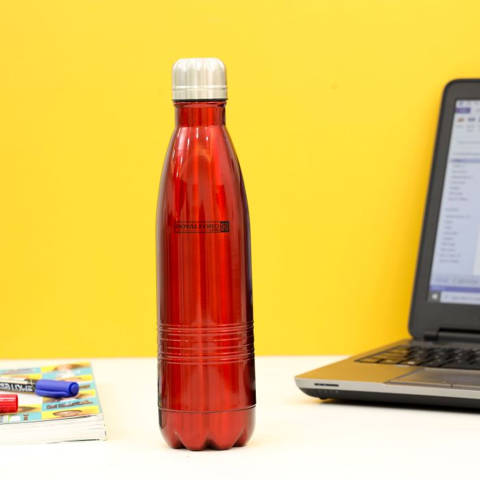 Royalford RF5769 500ml Double Wall Stainless Steel Vacuum Bottle - Stainless Steel Flask & Water Bottle - Hot & Cold Leak-Resistant Sports Drink Bottle - High-Quality Vacuum Insulation Bottle for Indoor Outdoor Use