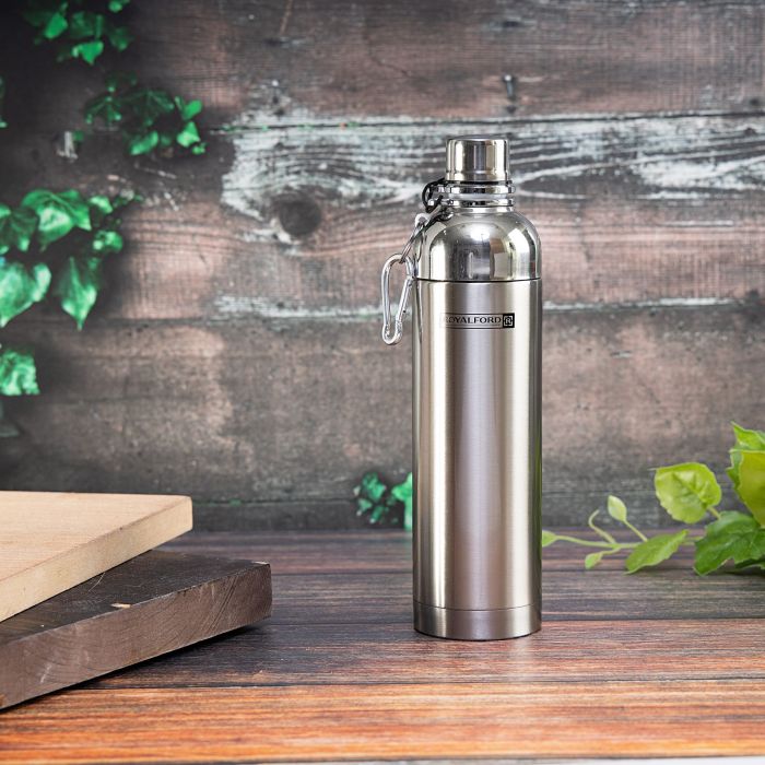 Royalford RF6147 500ml Vacuum Bottle - Double Wall Stainless Steel Flask & Water Bottle - Hot & Cold Leak-Resistant Sports Drink Bottle - High-Quality Vacuum Insulation Bottle for Indoor Outdoor Use