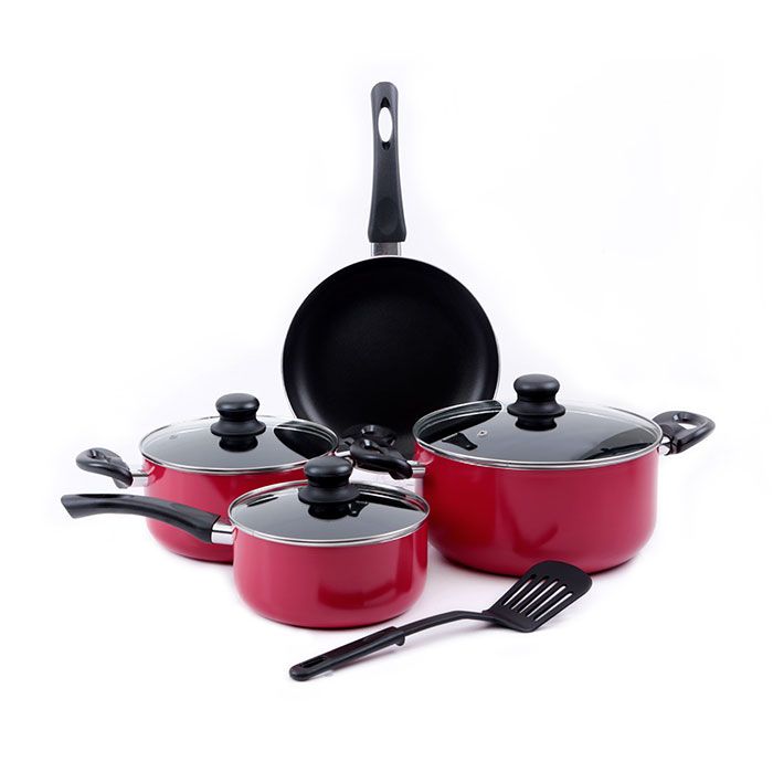 Royalford RF7923 8 Pcs Non-stick Cookware Set - Comfortable Heat Resistant Handles Scratch Resistant, Tempered Glass Lids, Thick Body, Bakelite Knobs, and CD Bottom