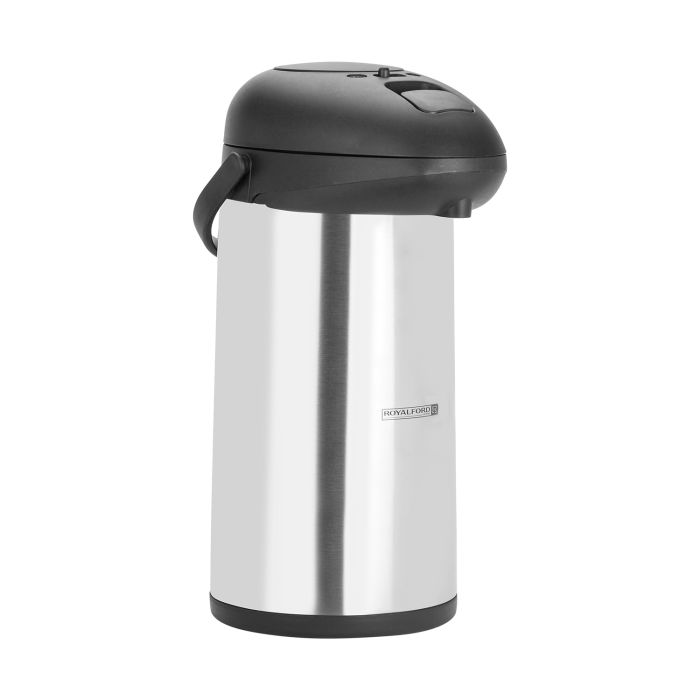 Royalford RF8336 3L Stainless Steel Airpot Flask - Heat Insulated Thermos for Keeping Hot/Cold Retention, Double-Wall for Coffee, Hot Water, Tea, Beverage | Ideal for Commercial & Outings