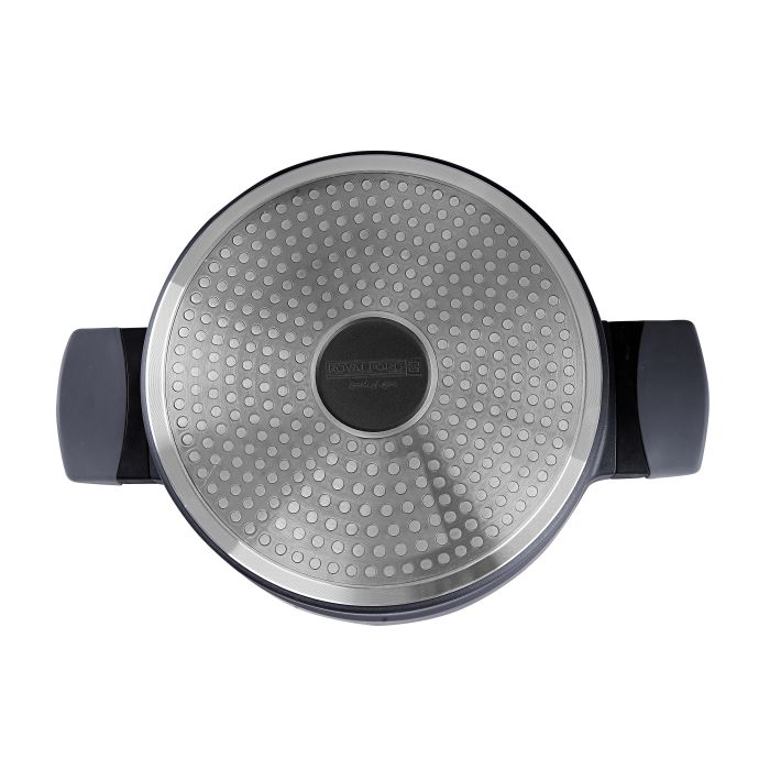 Royalford RF8599 Die-Cast Aluminium Casserole 28 cm- Durable Marble Coating, High-Quality Aluminium Construction | Dishwasher Safe | Non-Stick Dish for Gas, Induction & Ceramic Hobs