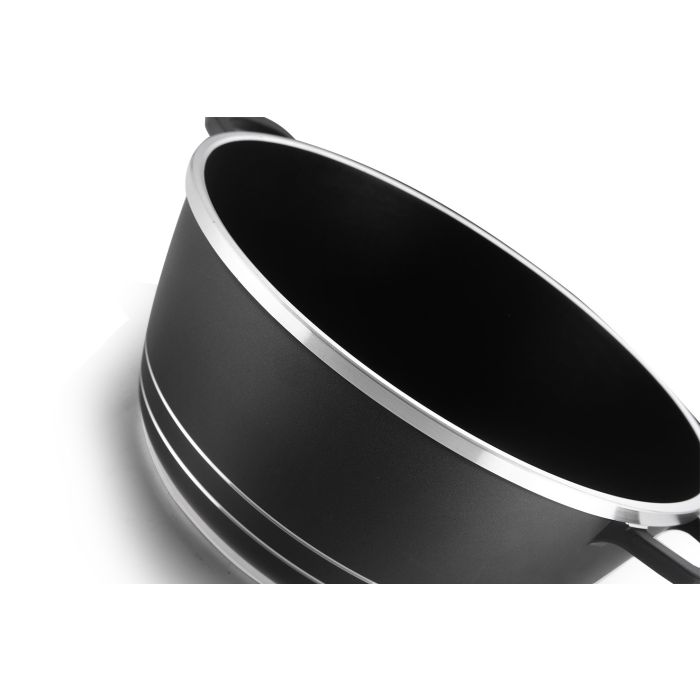 Royalford Die-cast Aluminium 36 cm Casserole with Glass Lid - Saucepan with Durable Non-Stick Coating - Stock Pot with Glass Lid & Heat-Resistant Handles - Cookware Casserole Pan